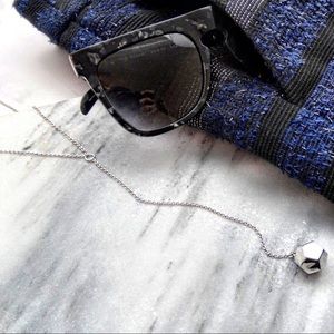 Silver Geometric Ball Pendant Y Necklace